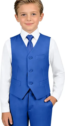 Vista 11 de Traje formal para niños pequeños, esmoquin para boda Negro 4 piezas
