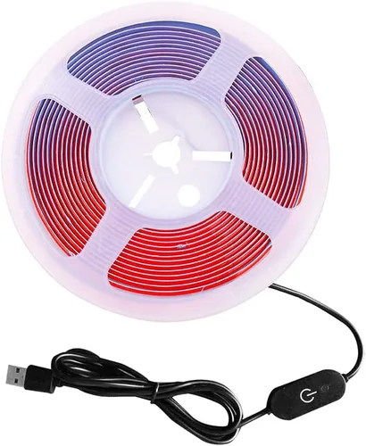 Vista 6 de COB - Tira de luces LED, 1.6 ft/1.6 pies, flexible, flexible, flexible, flexible, tira de luces LED COB DC 5 V 320 LEDs/m, blanco cálido, 3000 K
