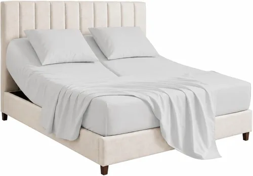 Vista 26 de SGI bedding Sábana Queen de 28" con Parte Superior Dividida Flex Head, 100% Algodón Egipcio, Cuenta de Hilos 1000, Sábana Superior Flex para Cama