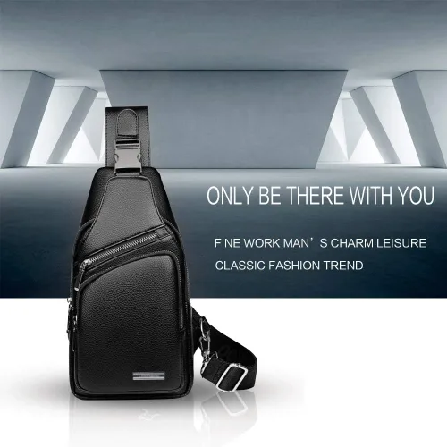 Vista 5 de Leathario Bolso bandolera de cuero para hombre, mochila cruzada para el pecho, mochila pequeña, multiusos, casual, viajes