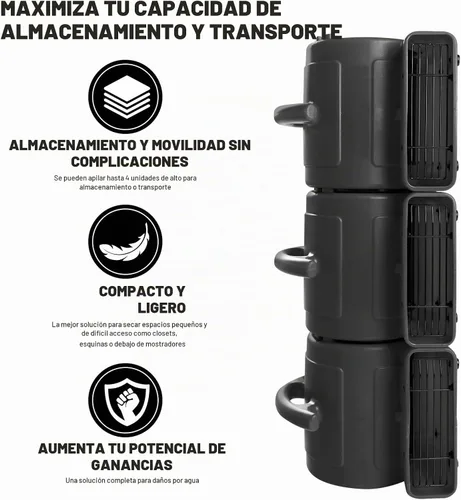 Vista 6 de MOUNTO Ventilador Air Mover de 1/5 hp de 800 cfm, ventilador de secado de pisos, motor de aire compacto de 3 velocidades con doble salida, cable