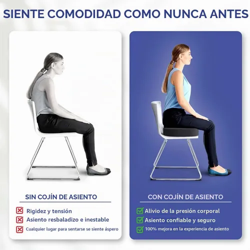 Vista 4 de Cojín de asiento de espuma viscoelástica, cojín para aliviar el dolor de coxis, almohada antideslizante para aliviar el dolor de ciática, para silla