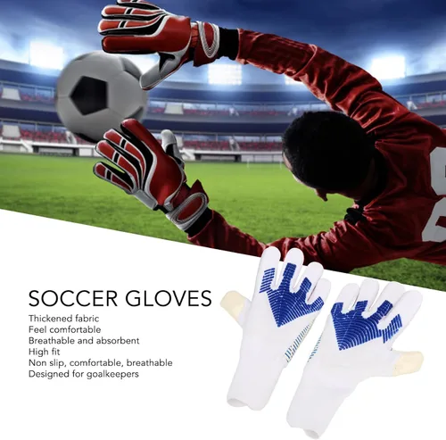 Vista 3 de Guantes de portero de fútbol con fuerte agarre en la palma, protección adicional para los dedos, material de látex antideslizante y nailon, diseño