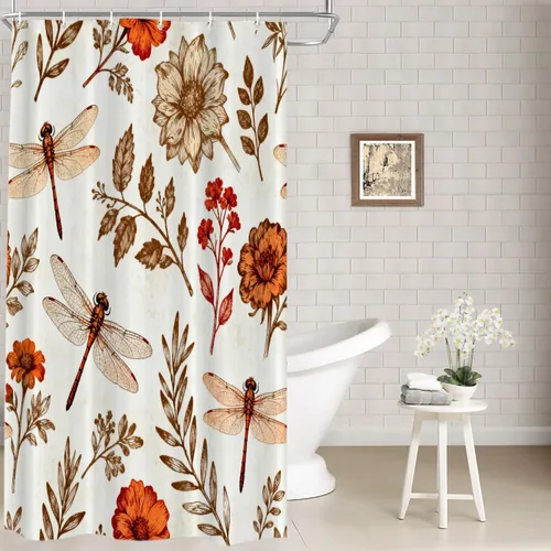 Vista 82 de Batmerry Maritime Nautical Hookless Shower Curtain with Snap in Liner Set, Anchors Ship Wheel Bath Curtain Magnetic Hem Quick-Drying Waterproof