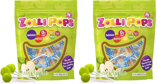 Vista 24 de Zolli Drops - Caramelos sin azúcar con xilitol, paletas sin colorantes, aptos para dieta cetogénica y diabética, golosinas aprobadas por dentistas