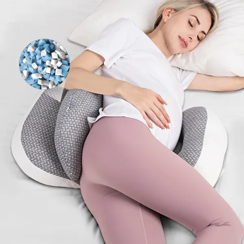 Vista 10 de Chilling Home Almohada de embarazo para dormir portátil, almohada de maternidad para dormir de lado, almohada de cuña de viaje, almohada corporal