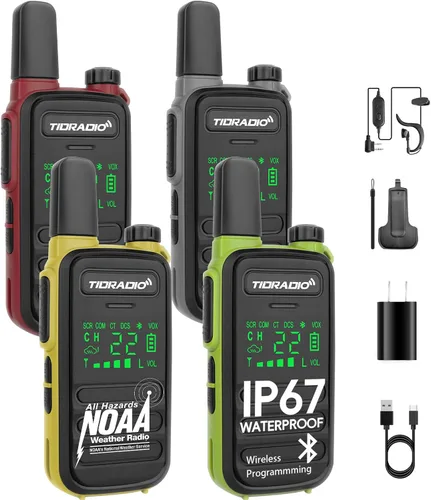 Vista 10 de TIDRADIO TD-M11 Walkie Talkies impermeable IP67, programación Bluetooth de aplicación/web, radios bidireccionales FRS de largo alcance, copia freq