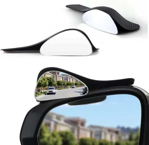 Vista 18 de LivTee Espejo de punto ciego para vehículo, con forma de ventilador asimétrico, vidrio HD sin marco, espejo retrovisor convexo con gran ángulo En