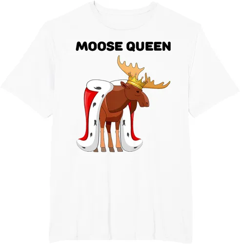 Vista 7 de Moose Queen Camiseta para niñas amantes de los alces Camiseta de alce para mujer, Blanco