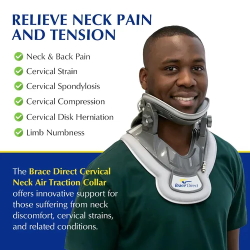 Vista 2 de Brace Direct Collar de tracción de aire cervical para el cuello – Dispositivo de descompresión cervical para hernia de disco, nervio pellizcado