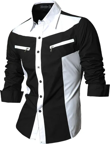 Vista 146 de jeansian - Camisas de manga larga de ajuste entallado para hombre (8397), con botones, informales y de vestir.