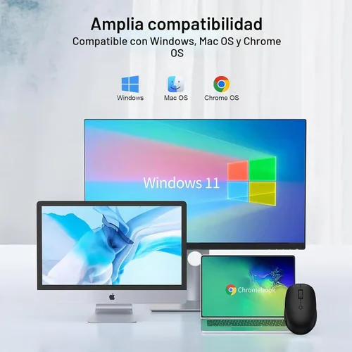 Vista 7 de Ratón inalámbrico, 2.4 G silencioso para computadora con receptor USB, 800/1200/1600 DPI, 4 botones, portátil óptico inalámbrico USB