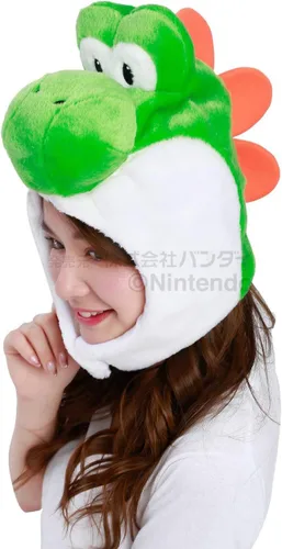 Vista 2 de SAZAC Super Mario Bros. Gorro de disfraz suave y cálido para adultos, Yoshi