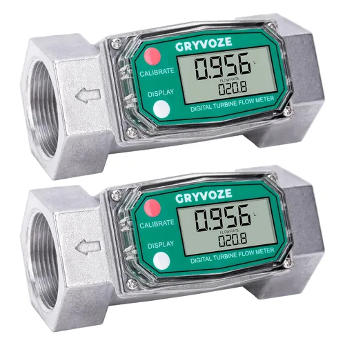 Vista 13 de Medidor de flujo de combustible de turbina digital de 1 pulgada, medidor de flujo de rosca NPT en línea de 2.6-26 GPM con adaptadores de 3/4