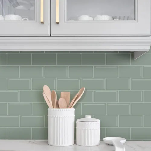 Vista 12 de Alwayspon 10 hojas de azulejos 3D de PVC para salpicaduras de despegar y pegar, papel tapiz autoadhesivo de 12 x 6 pulgadas, calcomanías