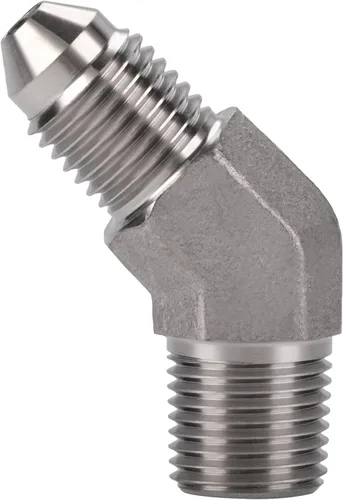 Vista 4 de 3AN macho acampanado a 1/8 NPT macho 45 grados adaptador de unión conector de tubería de acero inoxidable