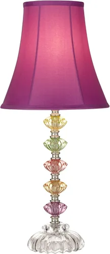 Vista 10 de 360 Lighting Lámpara de mesa tradicional estilo bohemio chic de 21" de alto, pantalla de vidrio multicolor telón azul turquesa orquídea decorativa