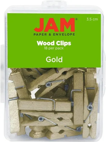 Vista 15 de JAM Papel® Mini Madera Ropa Pin Clips – 1 1/8" & 7/8 – 50 por caja, Blanco