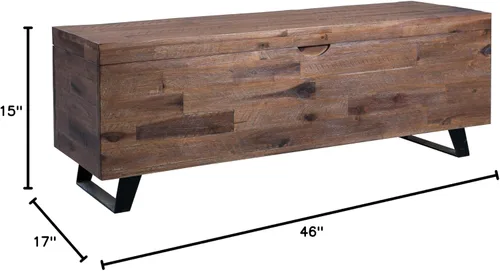 Vista 5 de Westcliffe - Maletero de madera de acacia de 46 pulgadas, color marrón