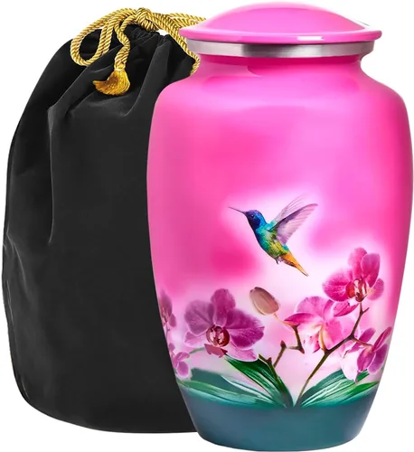 Vista 11 de Trupoint Memorials Urnas de Cremación para Cenizas Humanas de Adultos Mujeres, Urna Funeraria Decorativa para Hombres y Mujeres – Grande, Colibrí