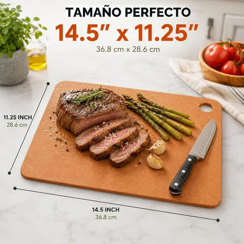 Vista 2 de Tabla de cortar apta para lavavajillas para cocina, tabla de cortar grande de madera compuesta, delgada y ligera, resistente al calor, sin BPA