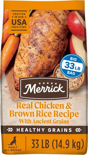 Vista 12 de Merrick Healthy Grains - Alimento seco prémium para perros adultos, croquetas saludables y naturales con pollo y arroz integral, bolsa de 4.0 libras