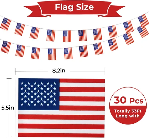 Vista 2 de Pequeña bandera estadounidense, mini bandera de Estados Unidos, decoración de banderines para desfiles, fiestas, aulas, jardines y festivales