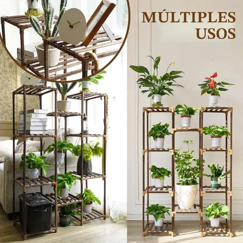 Vista 4 de Uneedem Soporte para plantas para interiores y exteriores, estante alto para múltiples plantas, 10 niveles, 11 macetas, estante grande para plantas