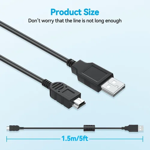 Vista 3 de Cable de sincronización de datos mini USB de 5 pies para Audio Technica ATR2100 USB Dynamic & Blue Yeti Micrófonos Blue Snowball iCE Micrófonos