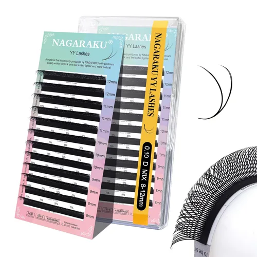 Vista 27 de NAGARAKU YY - Extensiones de pestañas, suministros Y, Lash 4D, Easy Fan, pestañas cruzadas de volumen ruso, pestañas YY, tejidas a mano, malla