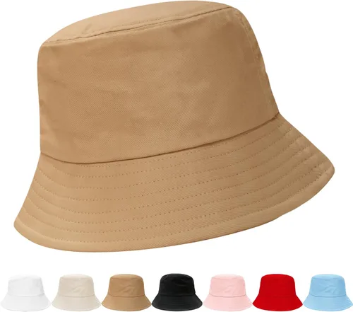 Vista 31 de NPQQUAN Bucket Hats for Men Woman Packable Foldable Sun Hats for Women Beige