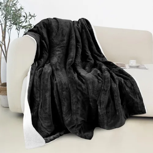 Vista 45 de Elegant Comfort - Manta reversible y ultra suave de franela con forro polar - Manta de sherpa navideña de invierno - Ligera, suave y acogedora