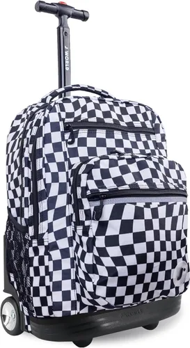 Vista 33 de J World Sundance Mochila Rodante para Laptop para Niñas y Niños. Mochila Escolar con Ruedas, Rombos negro, 20 pulgadas