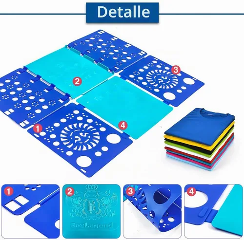 Vista 8 de BoxLegend Versión 3 Tabla Plegable para Camisas y Camisetas, Doblador de Ropa, Plástico Duradero, Dobladores de Lavandería, Tablas Plegables, Azul