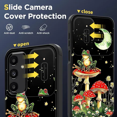 Vista 3 de Funda para Galaxy A16 5G con cubierta para cámara deslizante, resistente de doble capa, híbrida, a prueba de golpes, funda protectora resistente