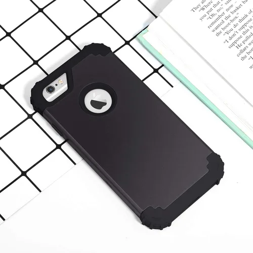 Vista 3 de IDweel Funda para iPhone 6S, funda para iPhone 6 con protector de pantalla, 3 en 1, resistente, absorción de impactos, cubierta de policarbonato