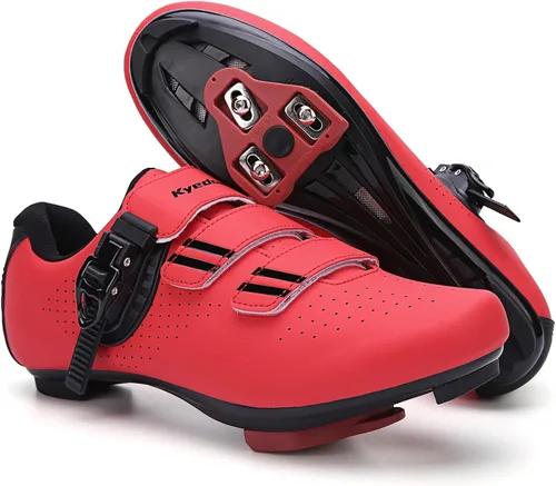 Vista 7 de Zapatos de ciclismo para hombre y mujer, compatibles con Pelaton, zapatos de bicicleta de carretera, preinstalados con clip de tacos Delta, pedal