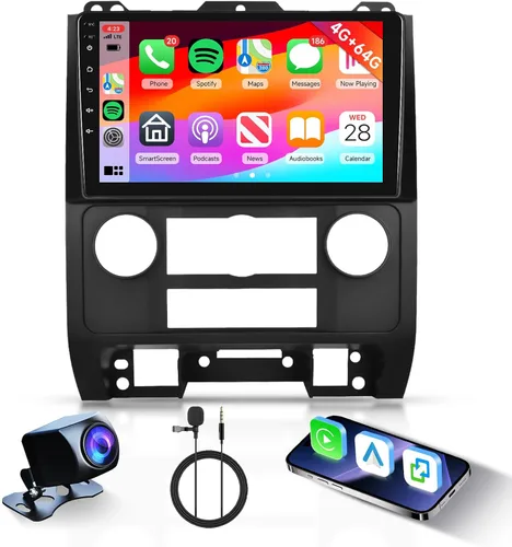 Vista 8 de Estéreo de coche Android para Ford Escape/Kuga y Mazda Tribute 2007-2012 - CarPlay con cable/inalámbrico y Android Auto, radio de pantalla táctil