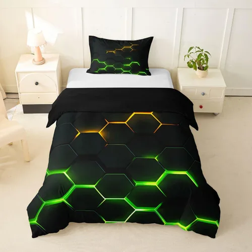 Vista 43 de Juego de funda de edredón con lazo de dibujos animados para niñas, tamaño individual, juegos de ropa de cama de princesa con lazo para niños, 2 Azul