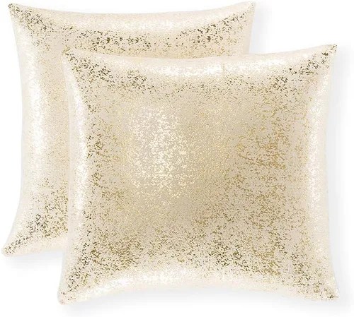 Vista 66 de Xinrjojo Juego de 2 almohadas brillantes en negro y dorado, almohadas suaves y brillantes decorativas, juego de fundas de almohada cuadradas negras
