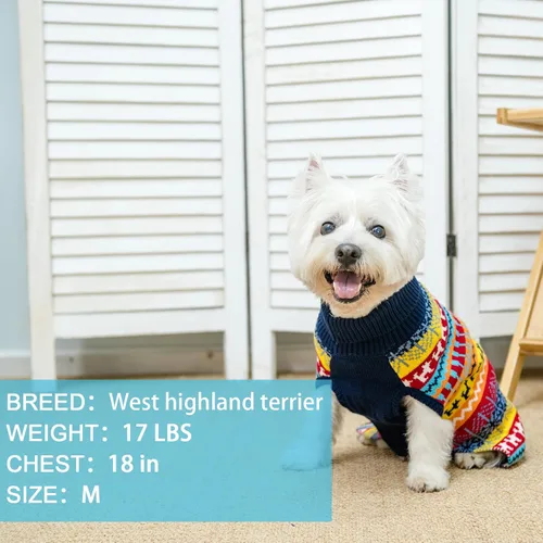 Vista 5 de Suéter Mihachi para perro - Ropa de abrigo de invierno con tiras coloridas para clima frío