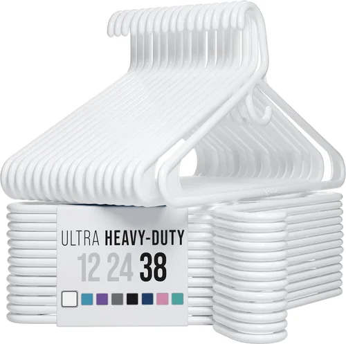 Vista 25 de NEATERIZE Perchas de ropa de plástico ultra resistentes - Aqua - Percha duradera para abrigos, trajes y ropa. Perchas De Ropa (Paquete de 12 - Aqua)