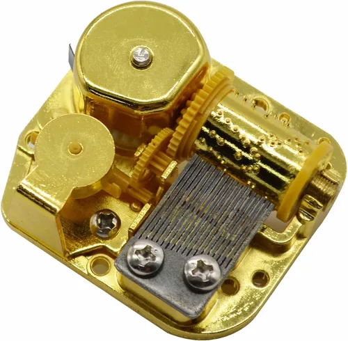 Vista 2 de Caja de música con movimiento musical de 18 notas chapado en oro para bricolaje: diferentes melodías disponibles (Tune is You Are My Sunshine)