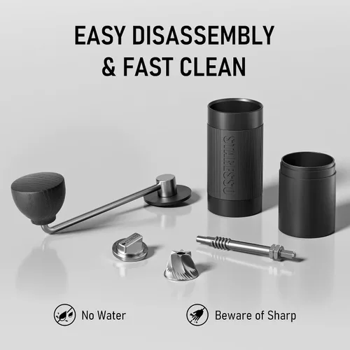 Vista 5 de STARESSO D6 PLUS - Molinillo de café manual, rebaba cónica de acero inoxidable All Metal, Numerical Adjustable Setting, Easy to Use, Consistency