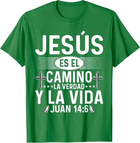 Vista 3 de Camisetas Cristianas en español Versículos Biblia Juan 14:6 Camiseta, Negro, S