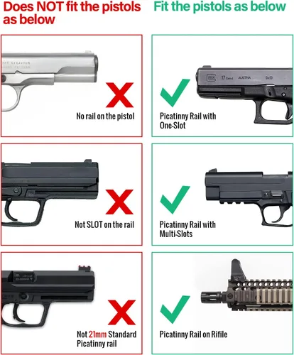Vista 8 de Gmconn Luz de pistola de 700 lúmenes, linterna compacta ajustable montada en riel mini luz de arma con modo estroboscópico para Picatinny