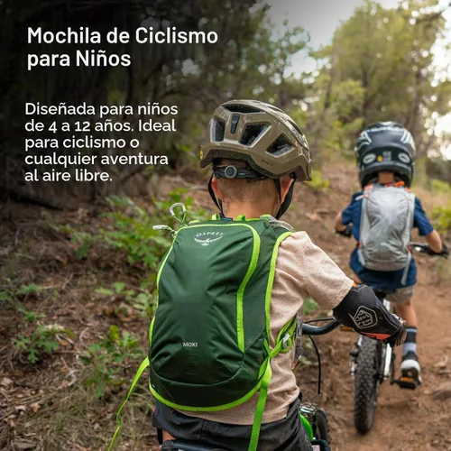 Vista 3 de Osprey Moki 3L - Paquete de hidratación para bicicleta infantil, color azul