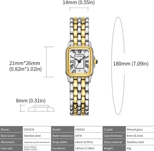 Vista 4 de Gold Watches for Women with Rectangular Case,Roman Dial,Vintage Bracelet,Water Resistant