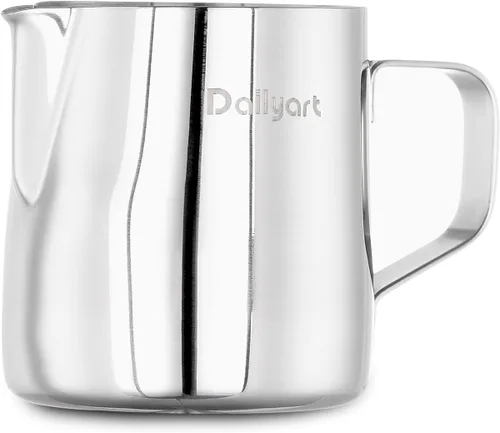 Vista 12 de Jarra para Espumar Leche, Dailyart 350ml/12oz Jarra para Espumar Leche de Acero Inoxidable 304 con Escala, Accesorios para Máquina de Espresso