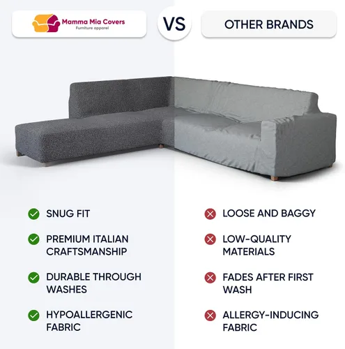 Vista 3 de PAULATO BY GA.I.CO. Funda de Sofá Seccional - Funda de Sofá de Esquina - Fundas de Sofá Chaise con Parachoques - Sofá Lavable con Funda para Otomana